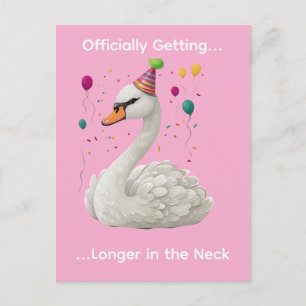 Funny Graceful Swan Birthday Graphic Design Postcard