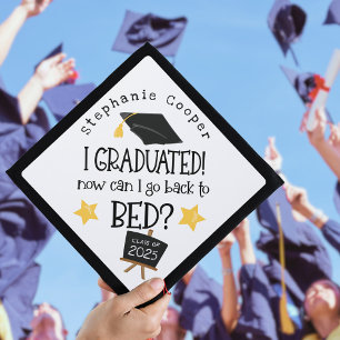 Funny Grad 2024 Graduated Can I Go Back To Bed Graduation Cap Topper