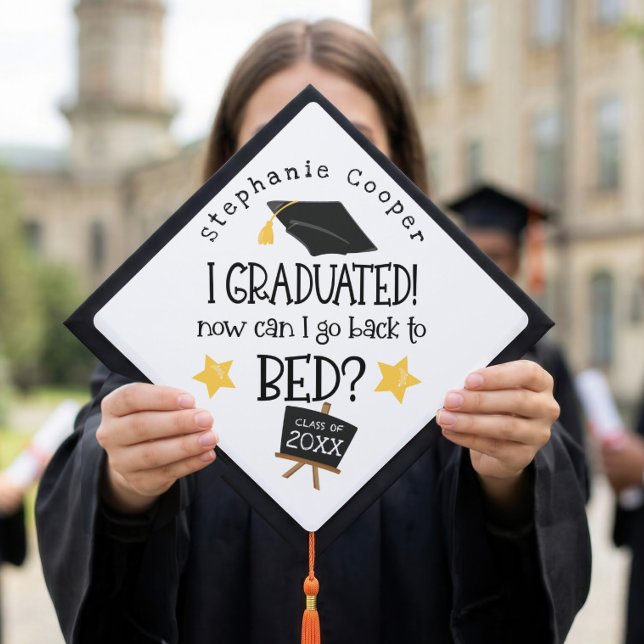 Funny Grad 2025 Graduated Can I Go Back To Bed Graduation Cap Topper (Creator Uploaded)
