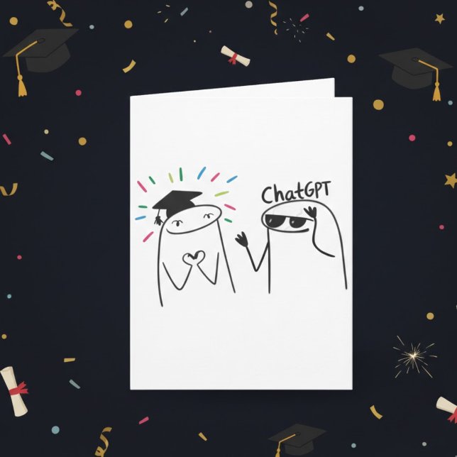 Funny Graduate ChatGPT Doodle Celebration Design Card (Creator Uploaded)