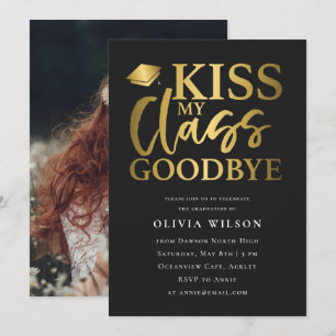 Funny Graduate Typography Graduation Party Photo Invitation