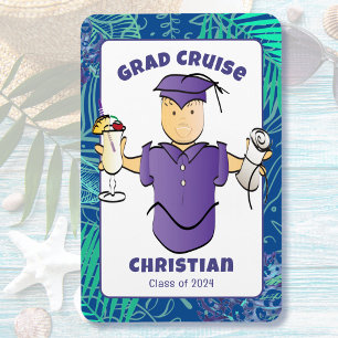 Funny Graduation Cartoon for Him Cruise Door Magnet