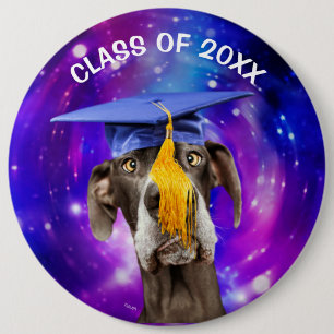 Funny Graduation Dog Wearing Hat 6 Inch Round Button