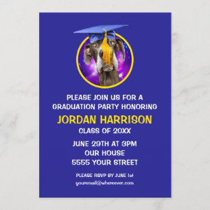 Funny Graduation Dog Wearing Hat Invitation