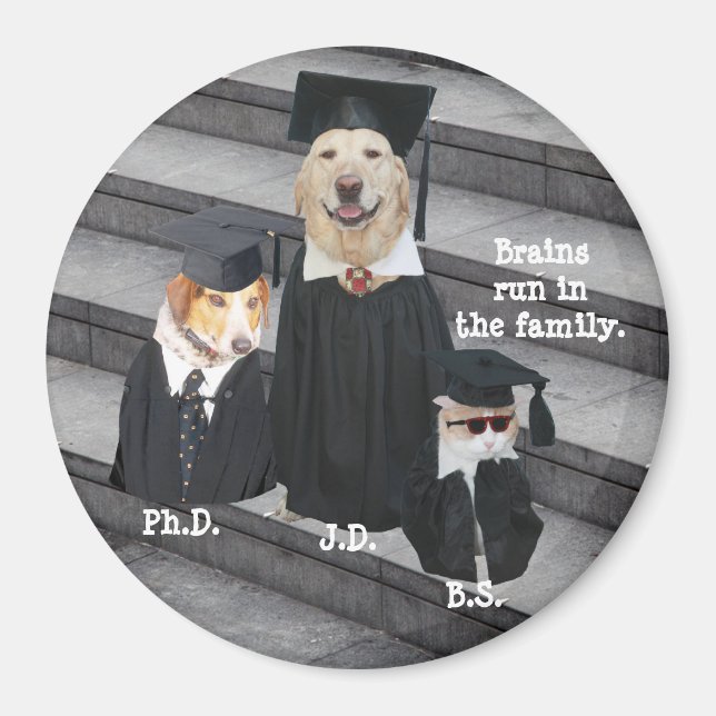 Funny Graduation Dogs & Cat Magnet (Front)