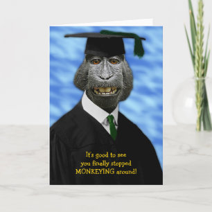 Funny Graduation Monkey Macaque Congratulations Holiday Card
