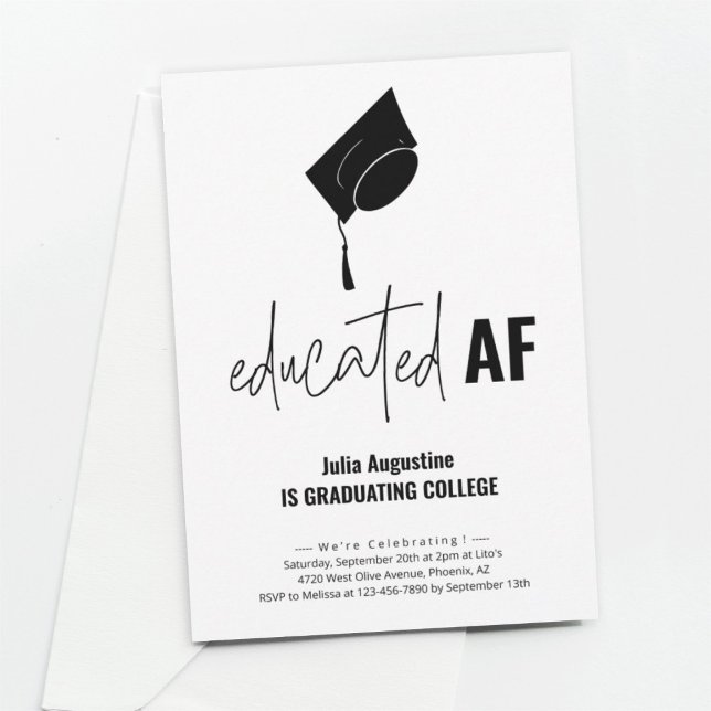 Funny Graduation Party Invitation Educated AF (Creator Uploaded)