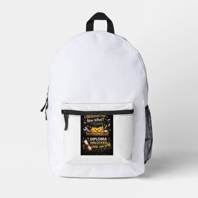 Funny Graduation Shirt – I Graduated Now What Printed Backpack (Front)