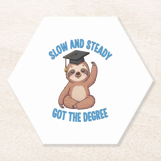 Funny Graduation Sloth Paper Coaster (Front)