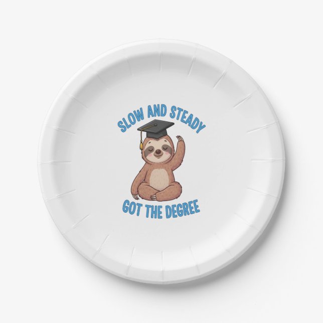 Funny Graduation Sloth Paper Plate (Front)