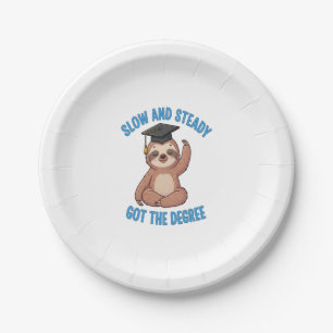Funny Graduation Sloth Paper Plate