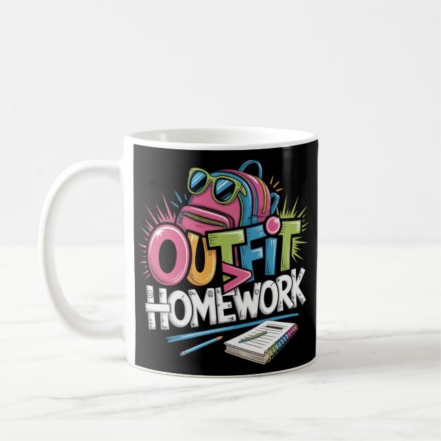 Funny Graffiti Style Outfit Over Homework Coffee Mug (Left)