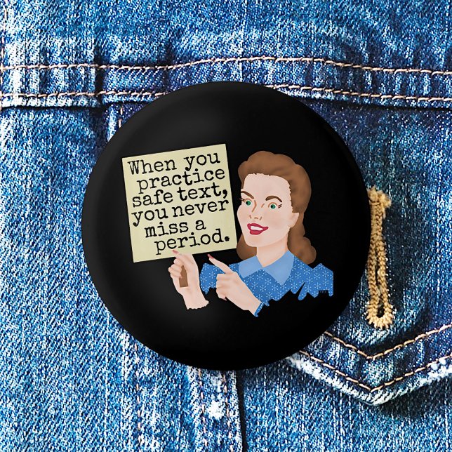 Funny Grammar Humour | Practice Safe Text Retro 2 Inch Round Button (Creator Uploaded)