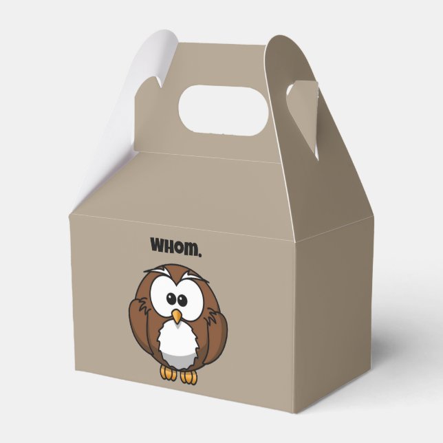 Funny Grammar Owl Cartoon for Writers & Word Nerds Favor Box (Front Side)