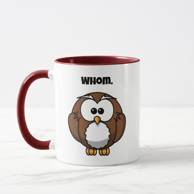 Funny Grammar Owl Cartoon for Writers & Word Nerds Mug (Left)