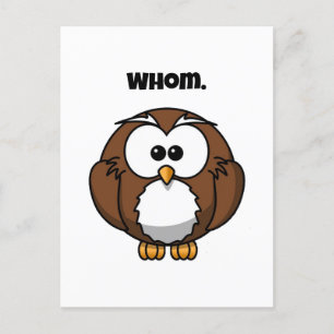 Funny Grammar Owl Cartoon for Writers & Word Nerds Postcard