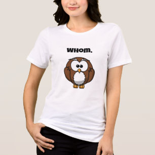 Funny Grammar Owl Cartoon for Writers & Word Nerds Tri-Blend Shirt