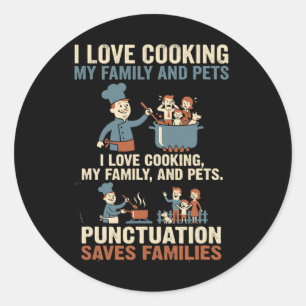 Funny Grammar Punctuation Saves Families English T Classic Round Sticker