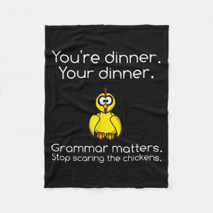 Funny Grammar - Stop Ing The Chickens Shirts Fleece Blanket