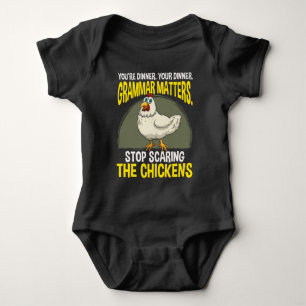Funny Grammar Teacher Chicken Farming Humour Baby Bodysuit
