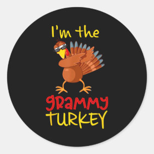 Funny Grammy Turkey Matching Family Group Thanksgi Classic Round Sticker
