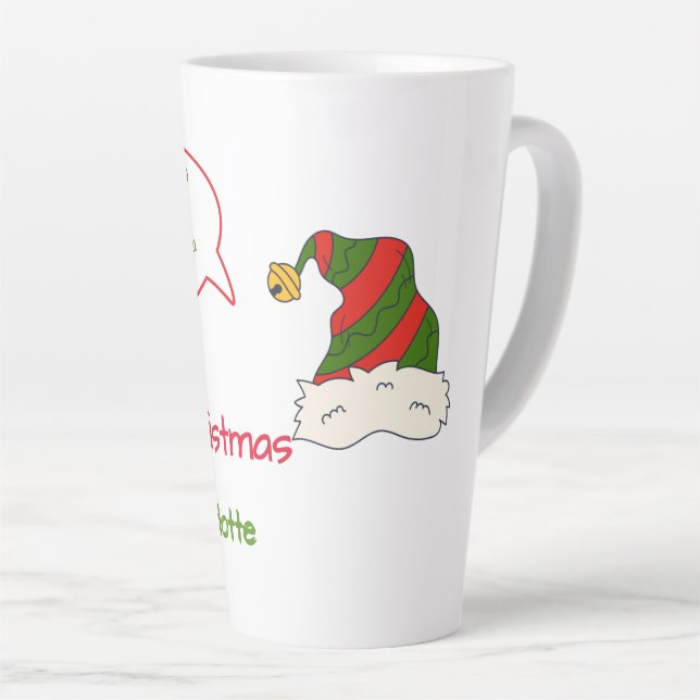 Funny Grandchild Photo in Xmas Hat Christmas Latte Mug (Right Angle)