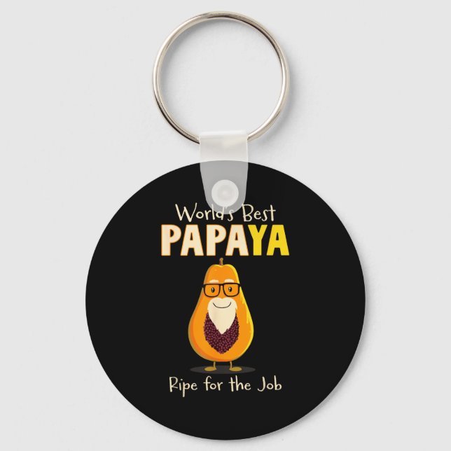 Funny Grandfather World's Papa Papaya Pun  Keychain (Front)