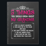 Funny Grandkids Grandchildren Best Grandma Notebook<br><div class="desc">Funny Grandkids Grandchildren Best Grandma. 5 things you should know about my Grandma. Funny Grandmother Gift from granddaughter and grandson.</div>
