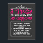 Funny Grandkids Grandchildren Best Grandma Postcard<br><div class="desc">Funny Grandkids Grandchildren Best Grandma. 5 things you should know about my Grandma. Funny Grandmother Gift from granddaughter and grandson.</div>