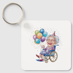 Funny Grandma Birthday Gift for Elderly Aunt Keychain