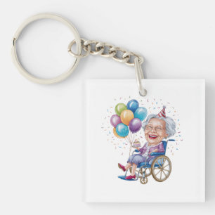 Funny Grandma Birthday Gift for Elderly Aunt Keychain