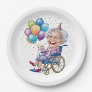 Funny Grandma Birthday Gift for Elderly Aunt Paper Plate