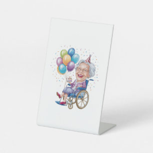 Funny Grandma Birthday Gift for Elderly Aunt Pedestal Sign