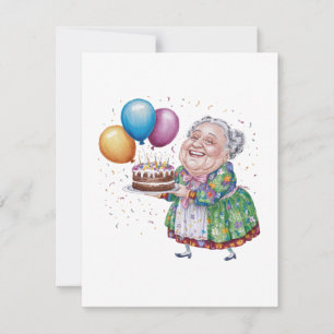 Funny Grandma Floral Apron Bday Art Card