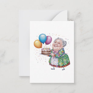 Funny Grandma Floral Apron Bday Art Card