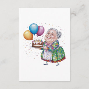 Funny Grandma Floral Apron Bday Art Enclosure Card