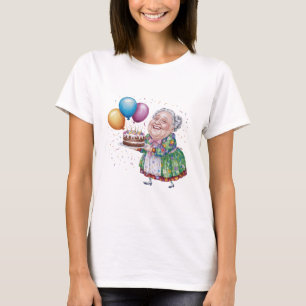 Funny Grandma Floral Apron Bday Art T-Shirt