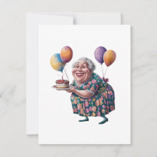 Funny Grandma Floral Dress Bday Art Card