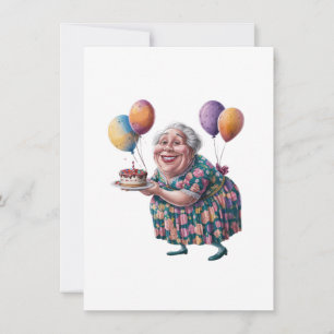 Funny Grandma Floral Dress Bday Art Card