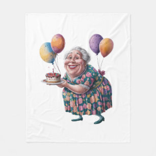 Funny Grandma Floral Dress Bday Art Fleece Blanket