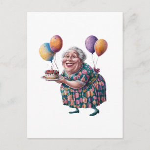 Funny Grandma Floral Dress Bday Art Postcard