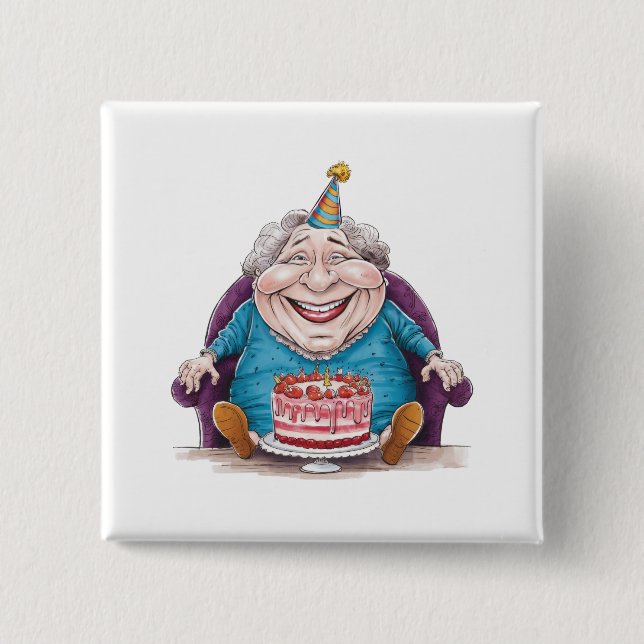 Funny Grandma Huge Cake & Cash Gift 2 Inch Square Button (Front)