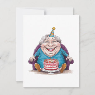 Funny Grandma Huge Cake & Cash Gift Invitation