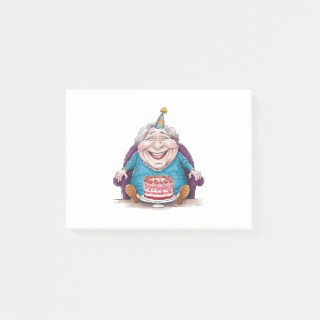 Funny Grandma Huge Cake & Cash Gift Post-it Notes (Front)
