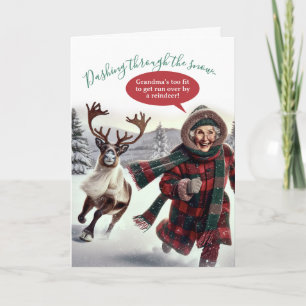Funny Grandma is Too Fit to Get Run Over   Holiday Card