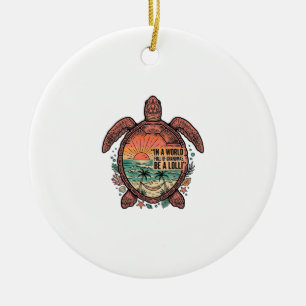Funny Grandma Turtle Beach Vintage Shirt Design_1 Ceramic Ornament