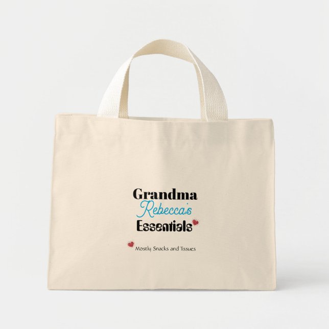 Funny Grandma's Essential Mostly Snacks and Tissue Mini Tote Bag (Front)