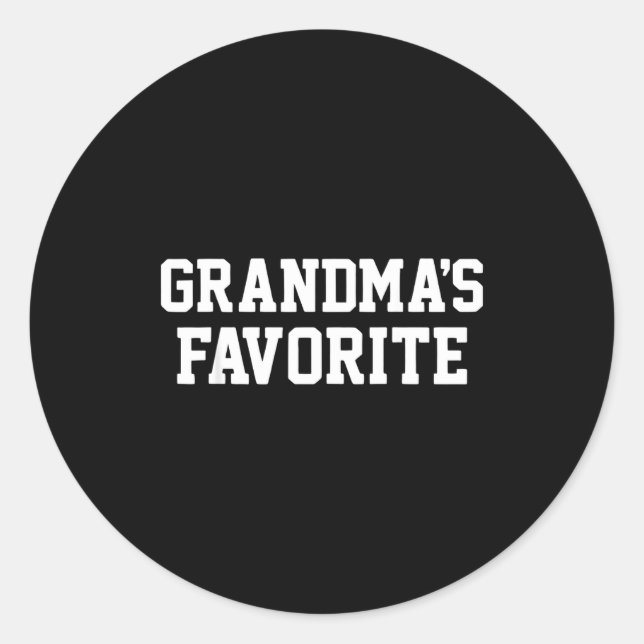 Funny Grandma's Favorite Black Modern Clic Crew  Classic Round Sticker (Front)
