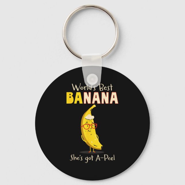 Funny Grandmother World's Nana Banana Pun  Keychain (Front)