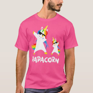 Funny Grandpa Dad Papa Unicorn Papacorn Dab Dabbin T-Shirt
